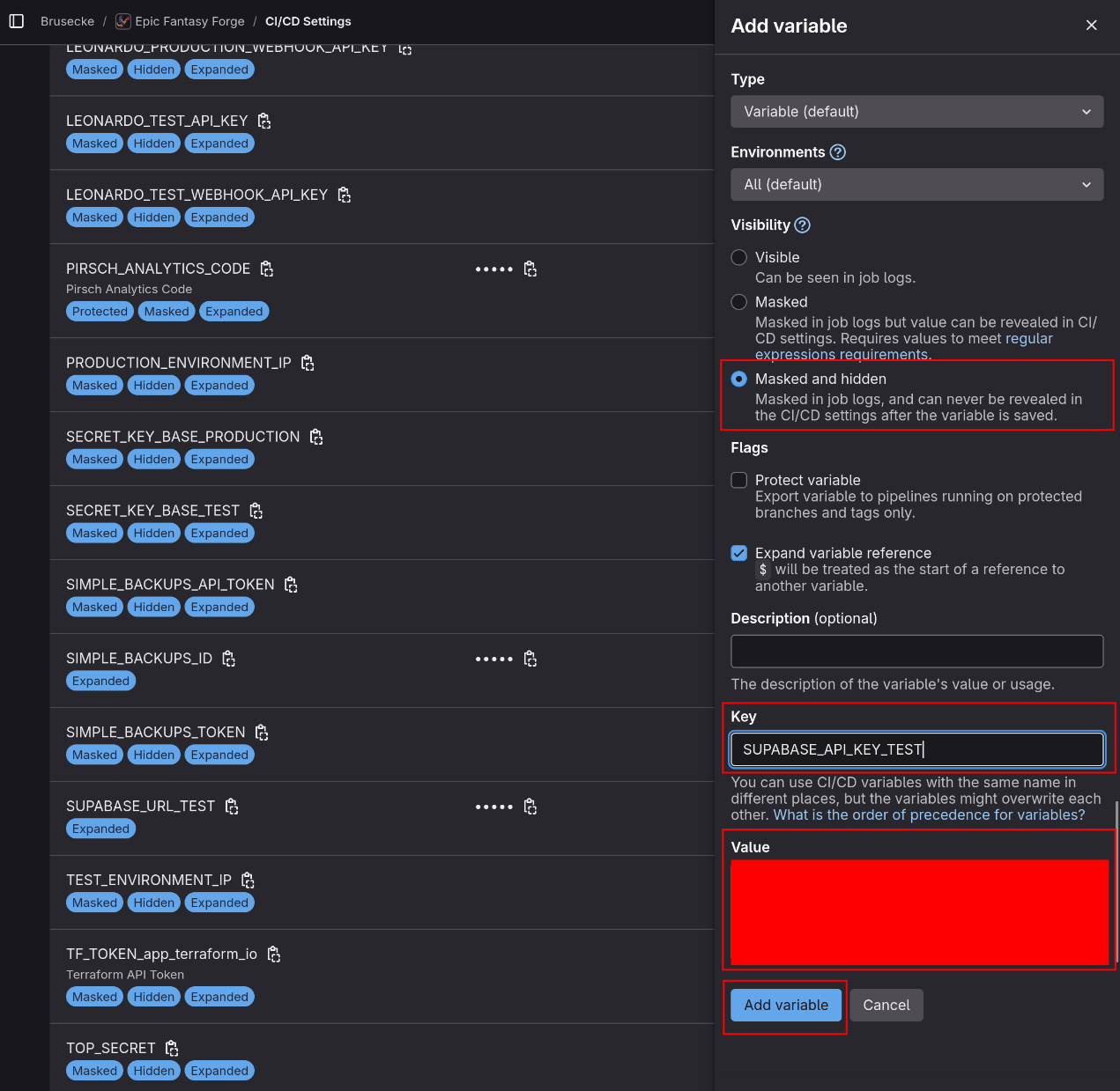 Supabase CI Variables 2