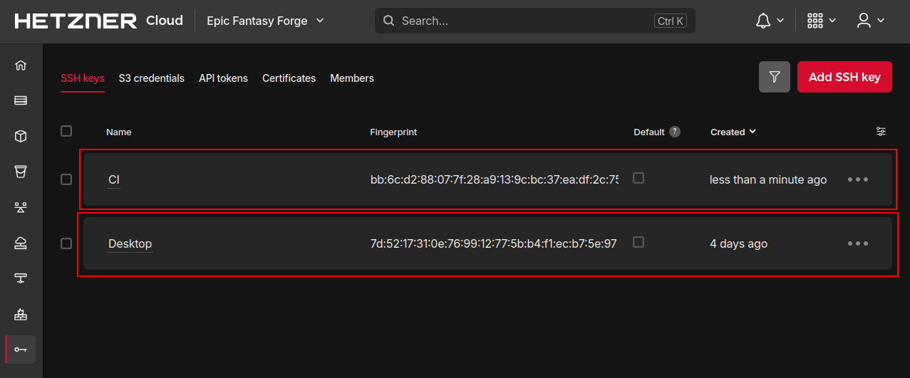 Hetzner SSH Keys 7