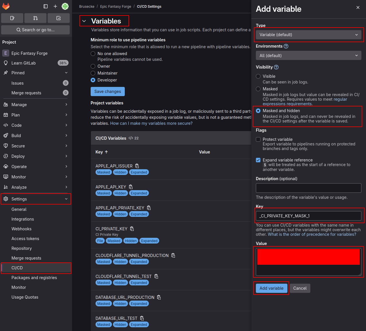 Mask CI Variable 1