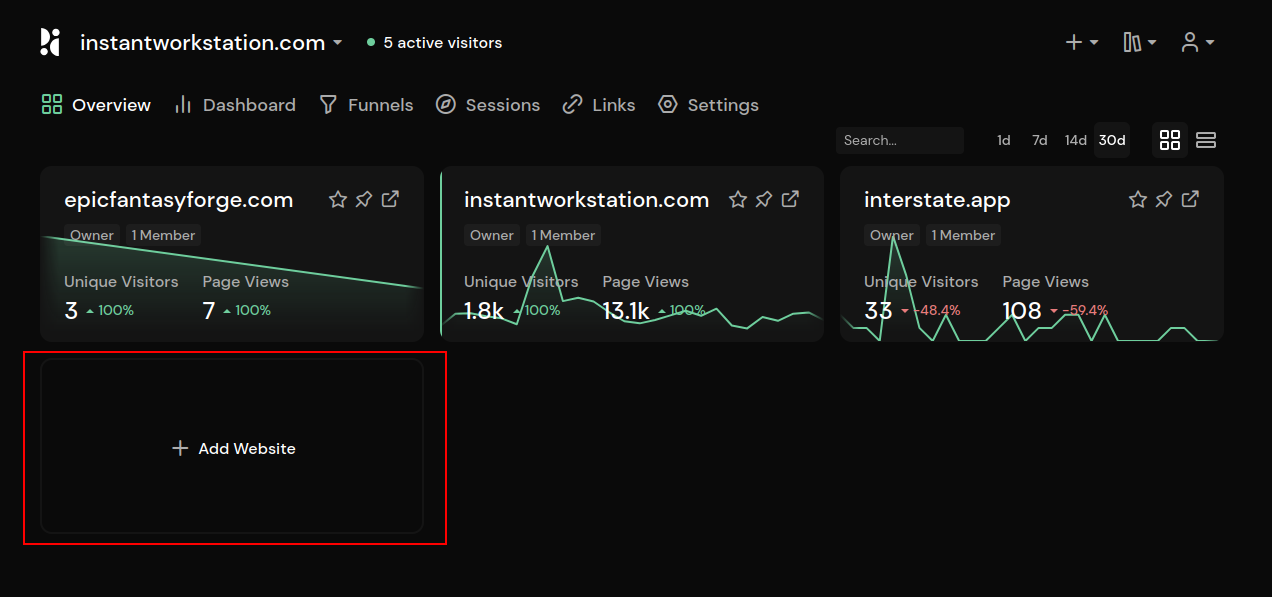 Analytics Add Website 1