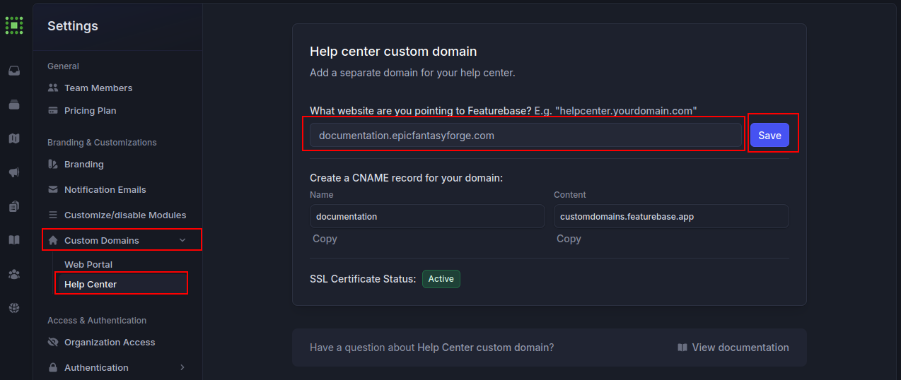 Featurebase Custom Domain 2