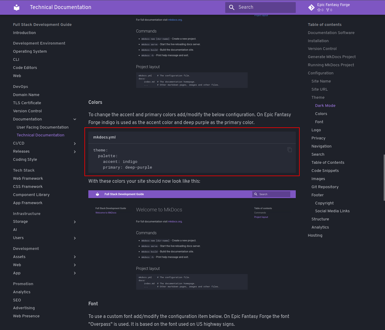MkDocs Configuration Code Snippets