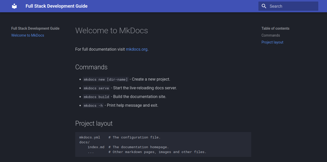 MkDocs Configuration Dark Mode