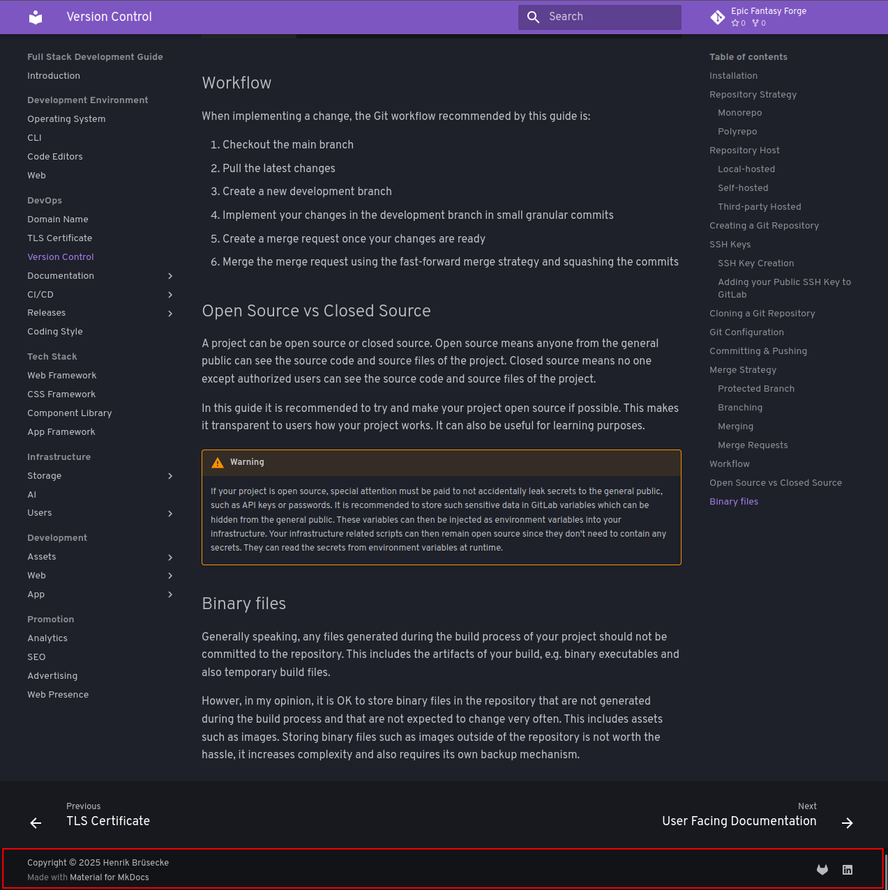 MkDocs Configuration Footer