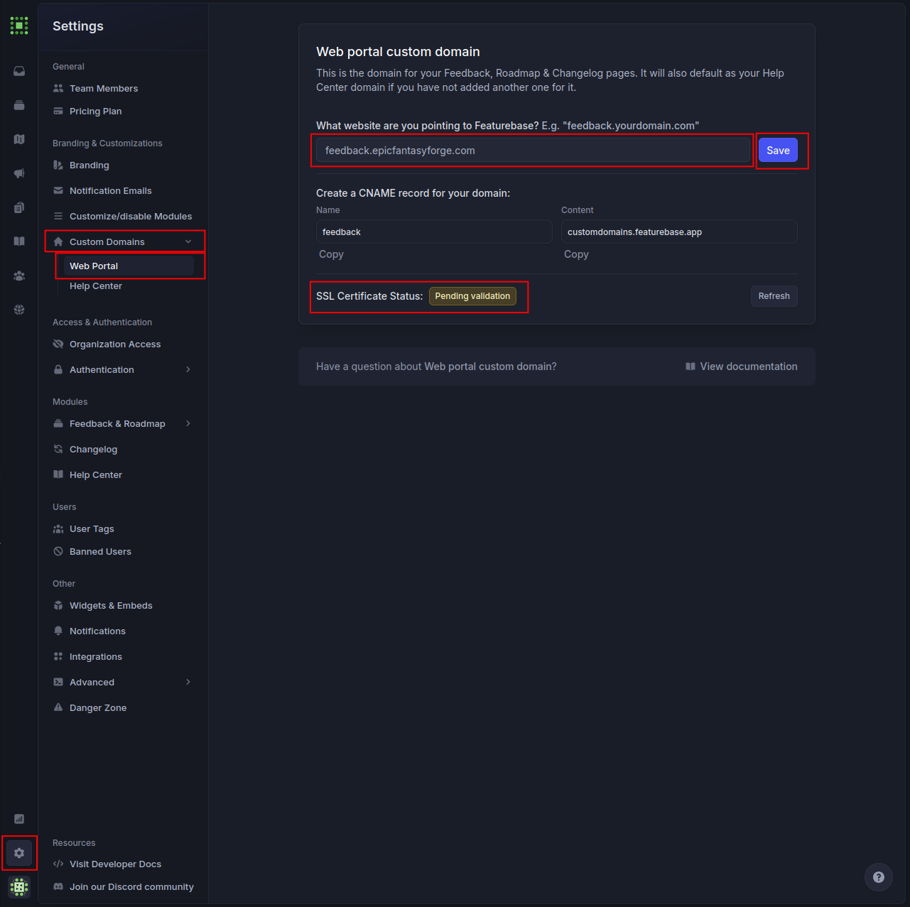 Featurebase Custom Domain 1