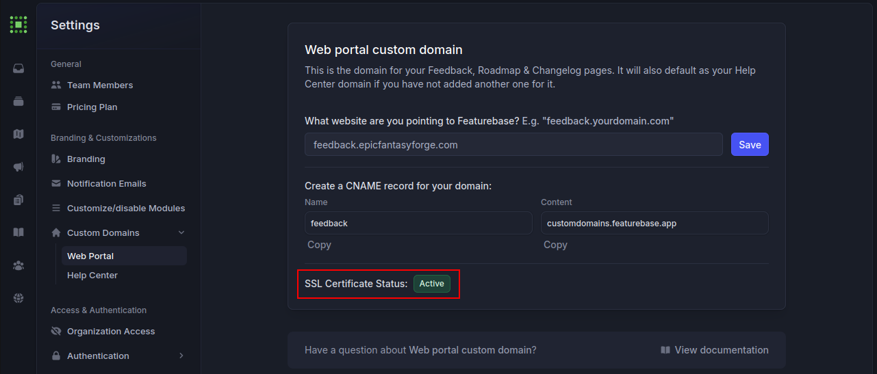 Featurebase Custom Domain 3