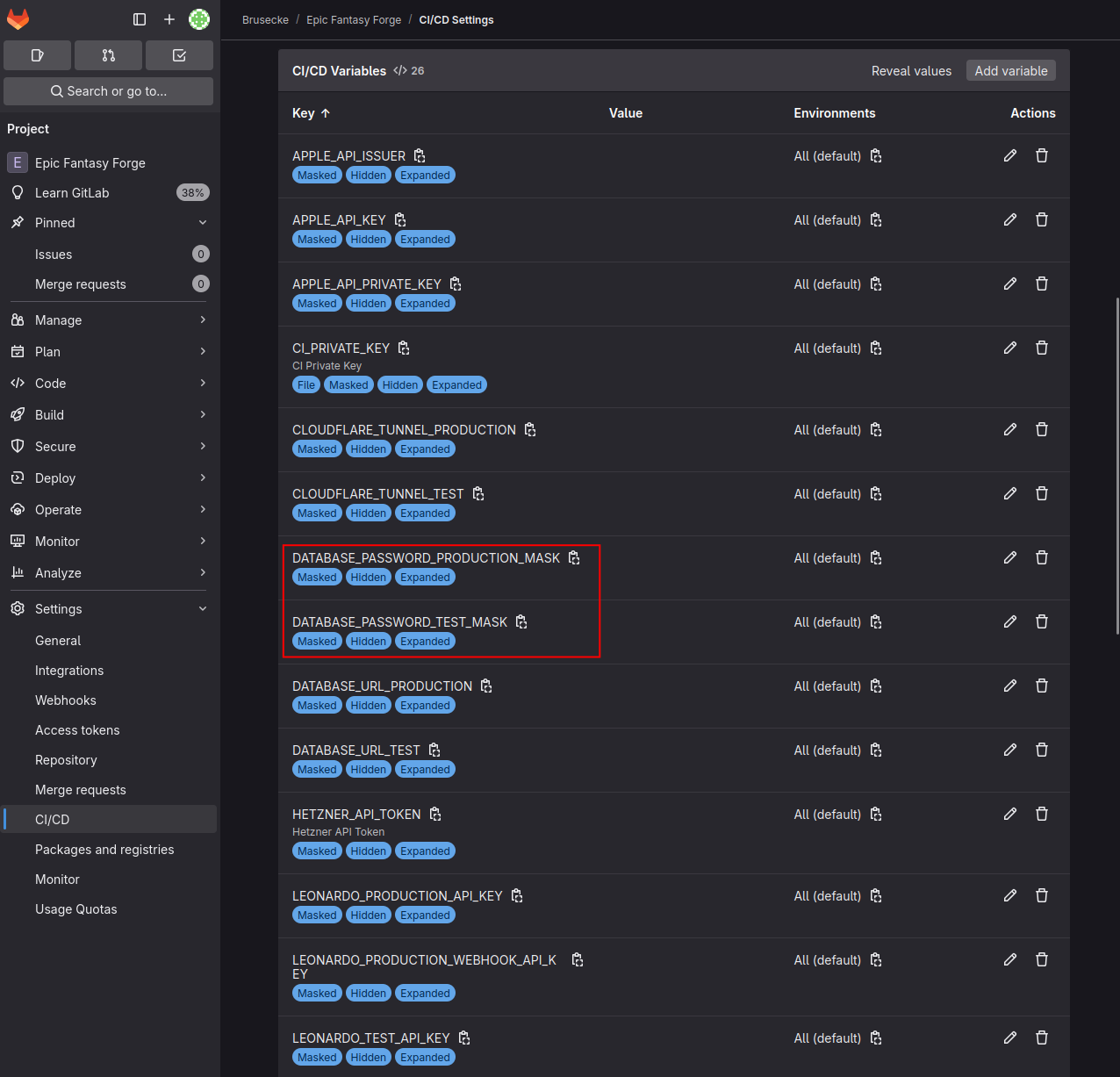 Mask Database Password