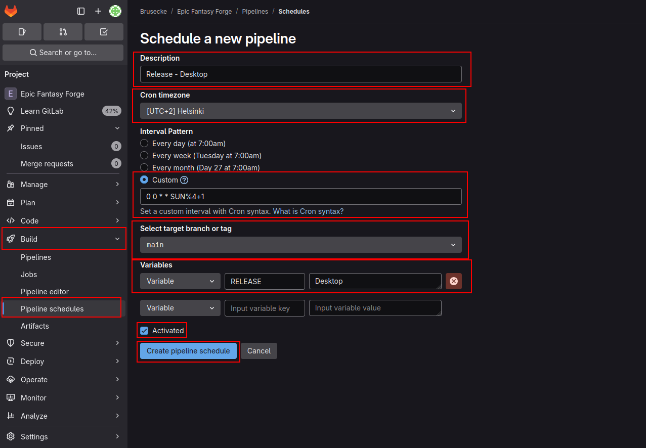 Pipeline Schedule 4