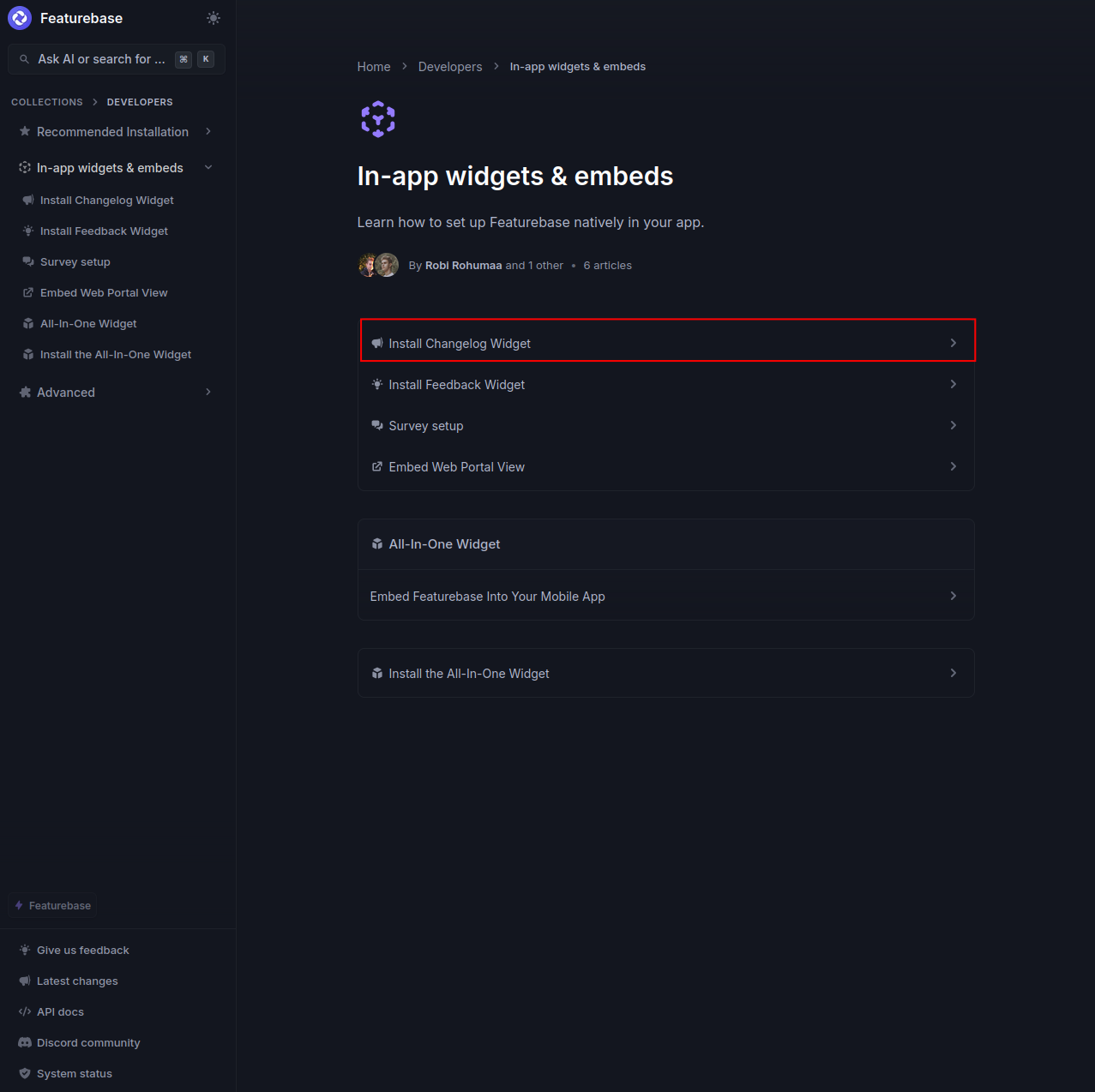 Changelog Widget 2