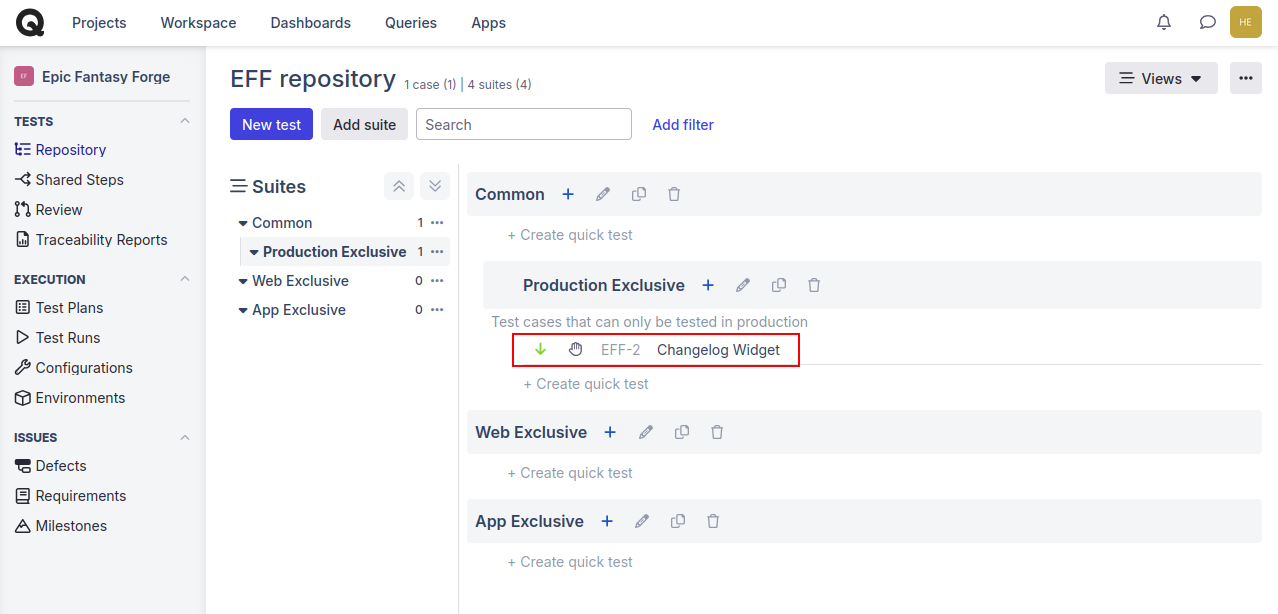 Changelog Widget Test Case 5