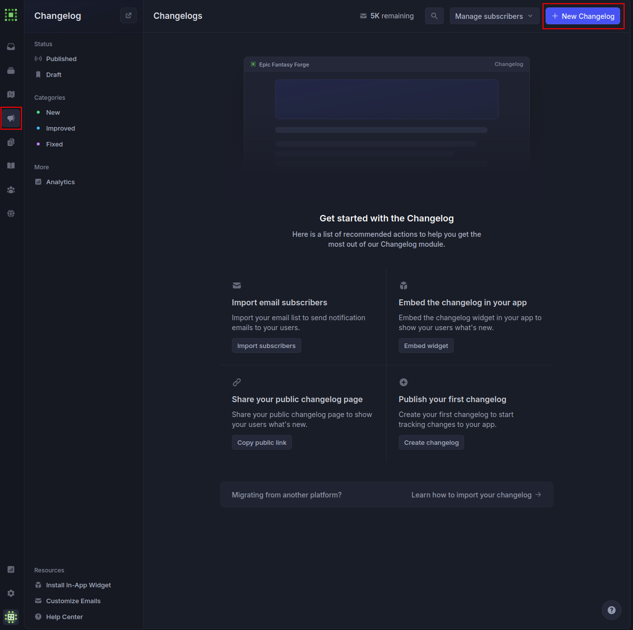 Create Changelog 1