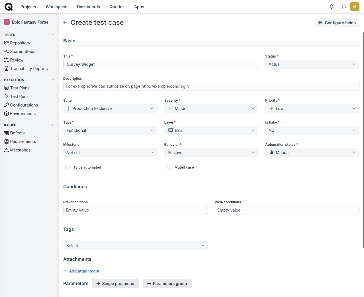 Survey Widget Test Case 1