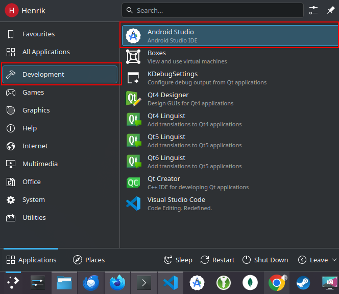 KDE Android Studio