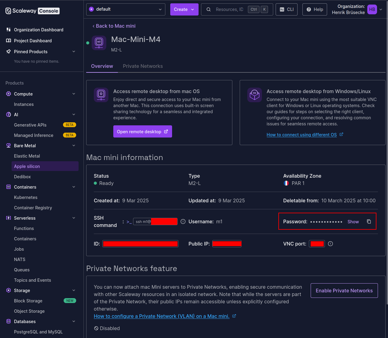 Scaleway Console