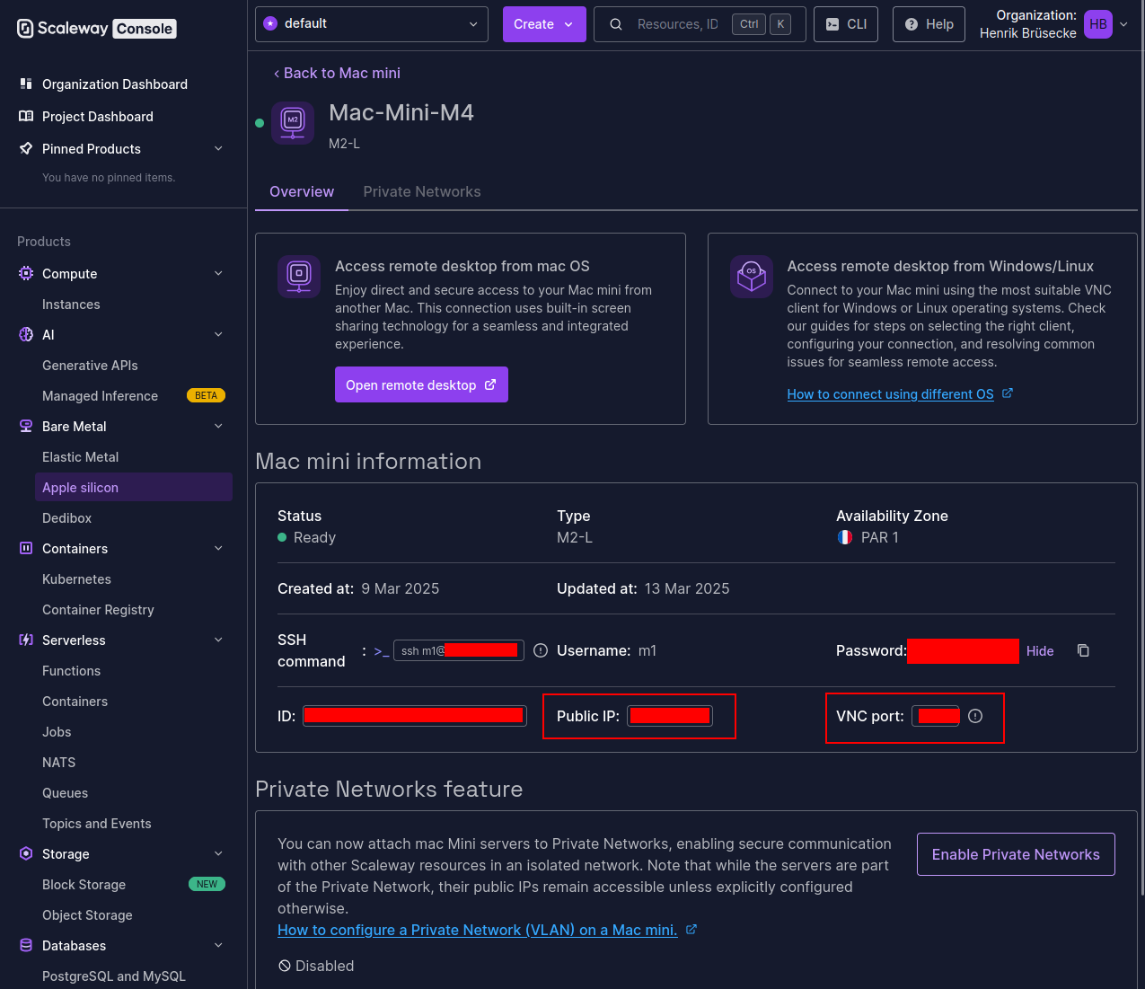 Scaleway VNC